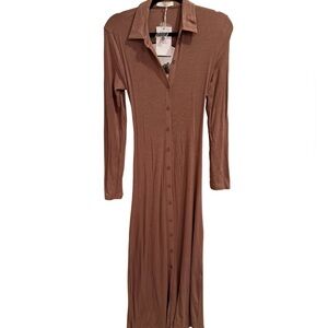 Mulla Brown Button-Down Maxi Dress